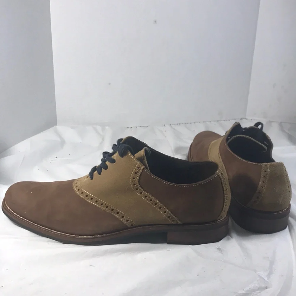 Cole Haan Men's Williams British Brown and Tan Nubuck Suede Oxford Derby Shoes